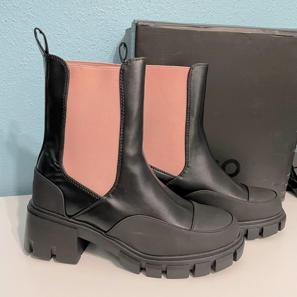 EGO Shoes - Trendy Pink and Black Combat boots